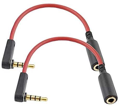 Seadream Audio Extension Cable 2Pack 6 inch 4-Pole 3.5mm Male Right Angle to Female Stereo Audio Cable Headset Headphone Extension Cable Replacement for Beats Dr. Dre Studio iPhone