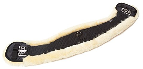 Engel Reitsport | Lammfell Sattelgurt Dressur Kurzgurt Mondgurt MGURT-70-SCH-MED schwarz/med. 28 70cm