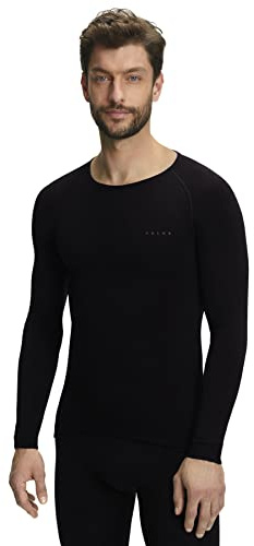 FALKE Herren Baselayer-Shirt Warm Round Neck M L/S SH Funktionsgarn Schnelltrocknend 1 Stück, Schwarz (Black 3000), L
