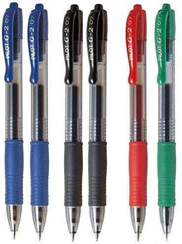 PILOT G2 Kugelschreiber, 6er-Pack, 2 blau, 2 schwarz, 1 rot, 1 grün