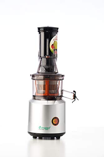 Estraggo LIGHT Extractor de Zumo Familiar de Alto Rendimiento, Extracción en Frío Baja Velocidad 60 rpm, Motor 200 Watt AC, Plata