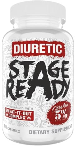 5% Nutrition Stage Ready Diuretic | Extra Strength Competition Diuretic | Fast Acting Weight Cut, Water Retention & Bloat Relief | Natural Formula w/Dandelion Root, Shavegrass, Uva Ursi (60 Pills)