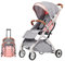SONARIN White Frame Lightweight Stroller,Compact Travel Buggy,Stylish Pushchair,One Hand Foldable,Five-Point Harness,Great for Airplane, Upgraded Wheels,with Accessories(Light Pink)