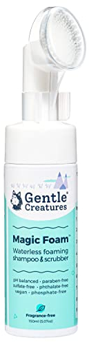 GENTLE CREATURES Magic Foam – sulfatfreies, wasserloses Shampoo Pfotenreiniger für Hunde, Katzen, Haustiere – Trockenshampoo, Fußreinigerbürste – mit orangefarbener Geruchskontrolle – gut für Welpen