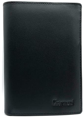 Charmoni - Grand Portefeuille - Portefeuille Homme - Protection Anti RFID - 4 Volets - 7 Carte Bleu, permis Conduire, Carte Grise, Papier, Monnaie - Cuir Vachette (Cuir Vache, Noir)
