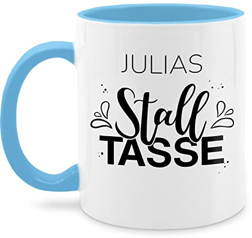 Tasse Tassen 325ml - Pferd - Stalltasse Name Stall Geschenk Pferde Mädchen - 325 ml - Hellblau - reitlehrerin reitersachen pferden stable glühweintassen für reiter pferdetasse pferdemotiv