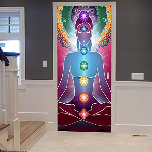 Türtapete Selbstklebend Yoga-Meditation 77 X 200 Cm Türtapete Selbstklebend Türfolie Türposter 3D Vinyl Folie Türdeko Tapete Wandbild Türtattoo - Kinderzimmer Wohnzimmer Küche Schlafzimmer Tür Fotos