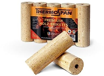 zbs24 Premium Holzbbriketts 10 kg - Thermospan Weichholzbriketts mit optimierter Rundform mit Loch - zum Heizen für Kamin Grill Heizung - 96 Bund Palette