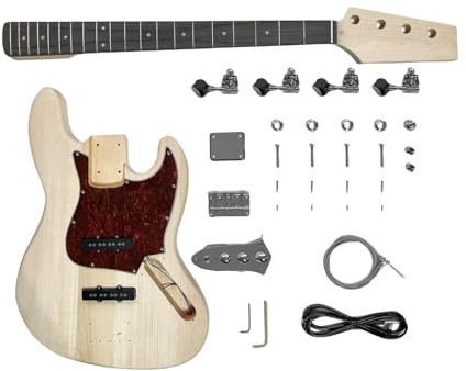 DIY-Bassgitarren-Set Für JB-Bassgitarre, Anfänger-Sets, 4 Saiten Für Rechtshänder, Mit Korpus Aus Lindenholz E-Gitarren-Teile zum Selbermachen