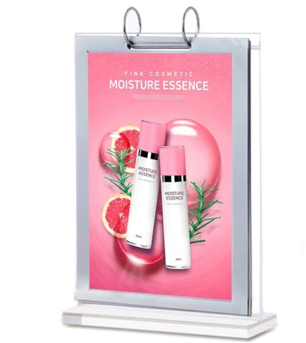 Niciksty Tischaufsteller A5 Acryl, Tischkarten-Flip-Display | 6 Seiten, 12 Seiten, T-Doppelseitiger Transparenter Flyer-Display-Rahmen mit Sockel, Ideal für Speisekarten, Menüs & Werbung.