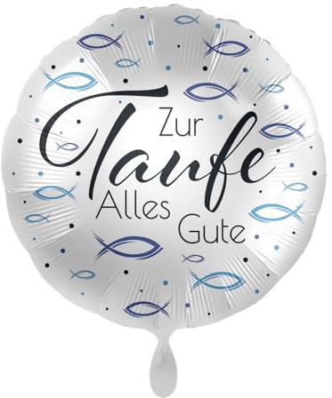 Folienballon Zur Taufe alles Gute - blaue Fische, ca. 43 cm - 81095