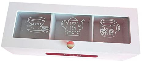Zerodeko 1pieza Caja De Almacenamiento De Madera Para Té Azúcar y Organizador De Mesa Compartimentos Para Infusiones y Dulces Para Hogar y Oficina