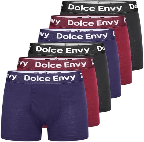 6-Pack Mens Boxers Shorts with Elastic Waistband Cotton Fitted Breathable Underwear Suitable for any Occasion (UK, Alpha, L, Regular, Regular, 2 Black, 2 Navy-Navy Band, 2 Maroon-Maroon Band)