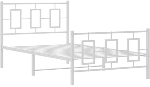vidaXL Bettgestell mit Kopf- und Fußteil Metall Weiß 100x200 cm