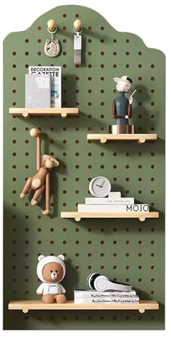 JXYQZD Wooden Pegboard Wall, Peg Board Tool Storage Wall Organizer System, Pegboard Wall Panels, Garage Craft Room Workbench Office Pegboard Shelves (Color : Green, Size : 27 * 59 in)