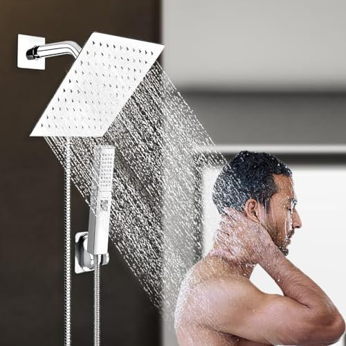 Regenduschkopf mit Handbrause – Regenduschkopf, verstellbarer Regenduschkopf mit Handbrause und 3-Wege-Umsteller für Reinigung