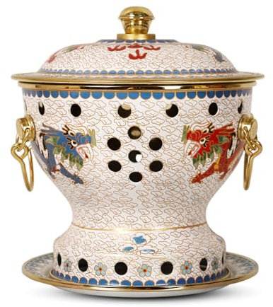 OYWEHECE Einzelne Person, Kleiner Kupfertopf, Alter Pekinger Kleiner Dicker Kuh-Hot Pot, Chinesischer Traditioneller Cloisonné-Hot Pot, Kommerzieller Alkoholanteil, Roter Kupfer-Hot Pot,C