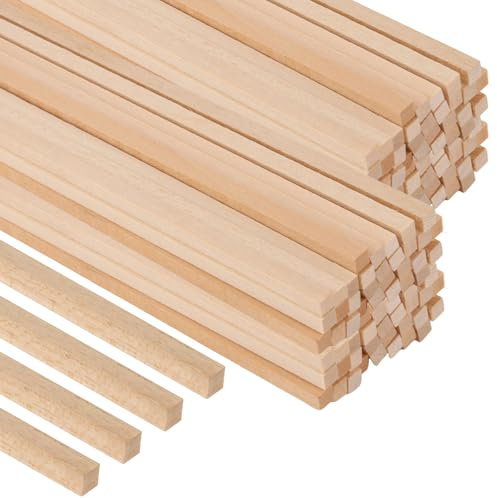 SHUESS 100 Stück Holzstäbe 30cm, 5mm Holzstäbchen Eckig, Unbehandelte Natürliche Bambusstäbe zum Bastelnfür Handwerk und Heimwerker