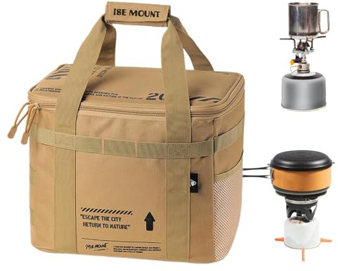 Generisk campingtankryggsäck, 20 l campingkök bärbar bärväska | kapacitet, skyddande, multifunktionell campingtank förvaringsväska för utomhuscamping, vandring, grillning, kaki, se beskrivning