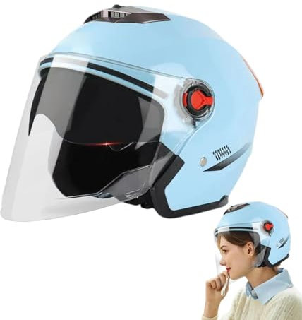 Casque Moto, Casque Scooter, Casques Jets pour Moto, Casque Trottinette Electrique, Casque De Moto À Visage Ouvert, Casque Moto Scooter Jets Double Visiere Pare-Soleil, De Léger Respirant