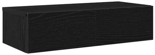 vidaXL Wandregal mit Schubladen Schwarz 60x26,5x15 cm Holzwerkstoff