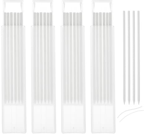 QUARKZMAN 24pcs Minas de Lápiz de Carpintero Minas de Repuesto de 2,8mm, Sólidas, de Agujero Profundo, Minas de Marcador, Minas de Lápiz de Construcción, Blanco