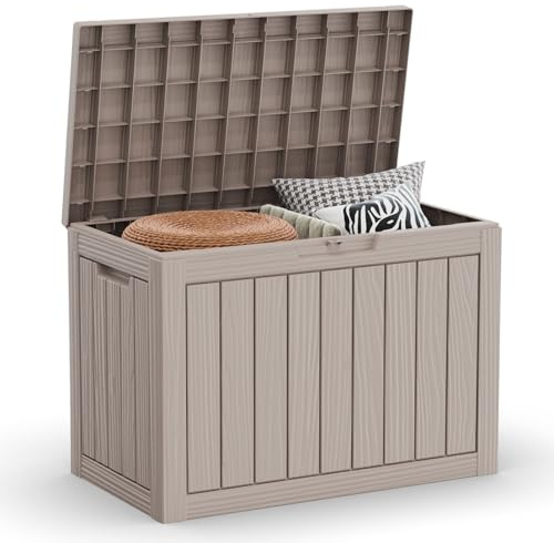 DRATO 45 Gallon Deck Box, Outdoor Storage Box for Patio Furniture, Patio Cushions, Gardening Tools, Pool Supplies 480lbs Weight Capacity,Waterproof Resin Storage Boxes