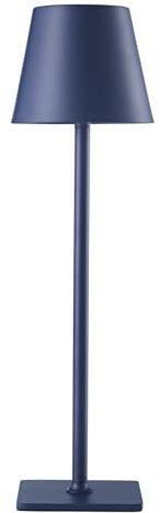 Happy Homewares Tall Navy Blue Modern Rechargeable Touch Table Lamp with Metal Shade - USB-C Cable Included | 3-Step Touch Dimmer | 5200mAh Power | 3w 3000k LED