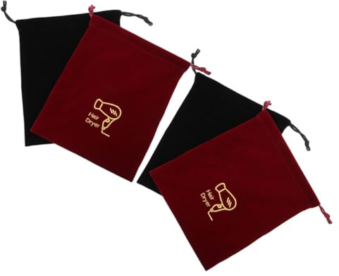 WEKADRIN 4 Stück Haartrocknertaschen mit Kordelzug Aufbewahrungsbeutel aus Stoff Großes Fassungsvermögen Faltbar für Reisen Organizer für Haartrockner und Zubehör