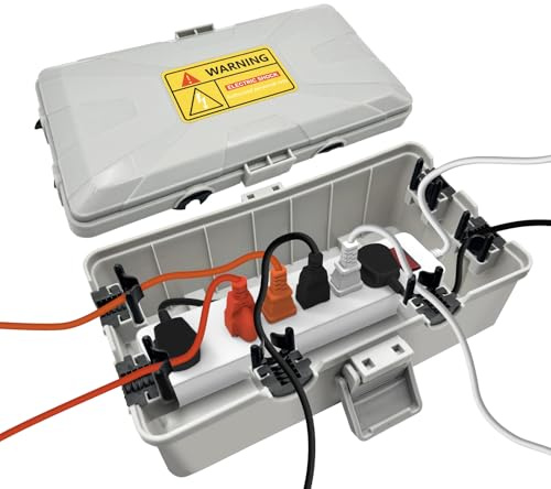 SUPEASY Outdoor IP54 Wasserdichte Kabelbox mit 6 Kabeleingängen - Kabelbox zum Schutz von Verlängerungskabeln, Steckdosenleisten und Steckern, 26,1 x 15 x 9,4 cm, Grau