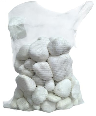 Saco Piedra Decorativa Blanca Canto Rodado 40-60 mm 20 kg – Ideal para Jardines, Rocallas, Macetas Grandes y Paisajismo Exterior