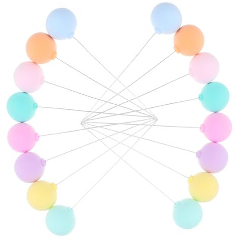 iplusmile 16 Piezas decoración de pasteles primeros de la torta del globo cumpleaños de la magdalena adorno para pastel bola colorida primeros de la magdalena del globo alambre de hierro