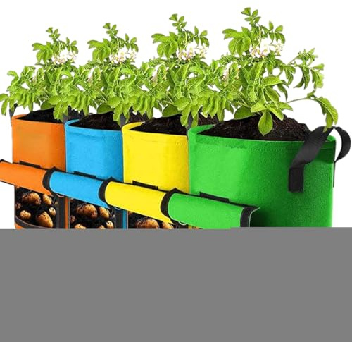Penlimly Sac De Culture pour Pommes De Terre,Conteneur De Plantation pour Carottes | Planteur de Carottes Respirant en Tissu Non Tissé 4 Pièces, Conteneur de Culture pour Jardin de Balcon et pour