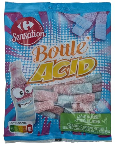 CARREFOUR SENSATION – Bonbons Acidulés Effervescents, Explosion de Saveurs Intenses (250g) - Le Lot De 4