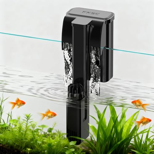 FKSC Hang On Back Aquarium Filter Up 40L Fish Tanks, 2-Stage Multi-Stage Filtration with Surface Skimmer, Ultra Quiet HOB Power Waterfall Filter for Freshwater