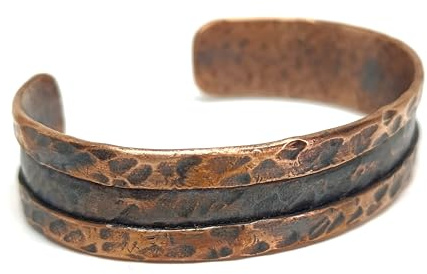 Genérico Pulsera de Cobre Puro Hombre, Pulsera de Cobre Martillado, Estilo Vikingo Rústico, Brazalete Abierto, Regalo para Séptimo Aniversario, Pulseras Para Artritis, Joyería Para Hombre (18cm - M)
