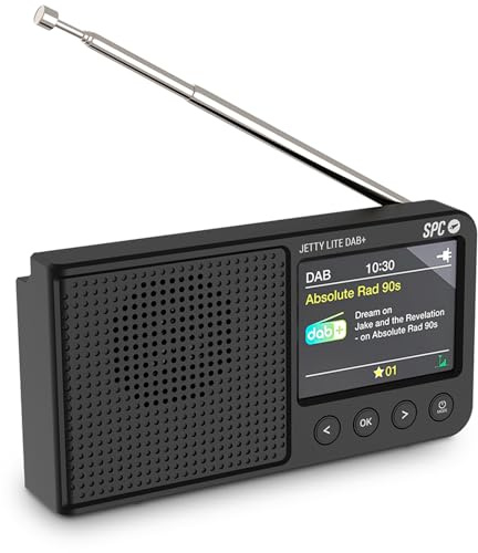 SPC Jetty Lite Dab+ | Radio portátil con Dab+/FM RDS | 80 Presintonías | Pantalla TFT 2,4” a Color | Bluetooth y Jack para Auriculares | Batería hasta 7h | Despertador y Snooze – Negro
