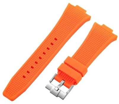 PNESHGTT Kompatibelt med Tissot PRX klockarmband Super Player T137.407-410 gummi, silikon, icke-askfärgat klockarmband 26-12 mm klocktillbehör(Orange Silver)