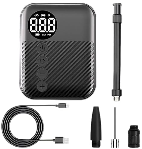 WKabnkn Gonfiatore portatile multiuso per pneumatici con manometro digitale per auto, moto, bici, pneumatici portatile con display digitale
