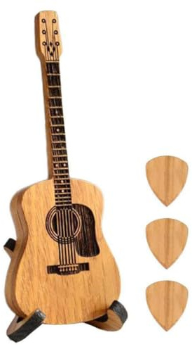 ZoraYorce plektrumslåda av trä för akustiska gitarrer, plektrumhållare med stativ och plektrumbehållare för gitarrplektrum för gitarrspelare