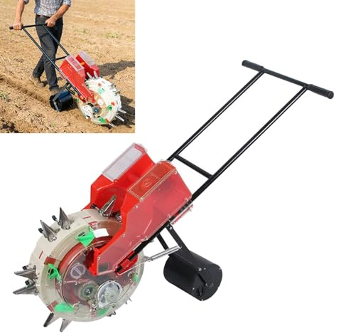 IXPIUZB Seminatrice Manuale a Spinta, Spandiconcime a Mano per Piantare E Concimare in Modo Efficiente profondità 6.5-7.5cm per Soia, Arachidi, Mais, Cotone, Soia (6 Holes)
