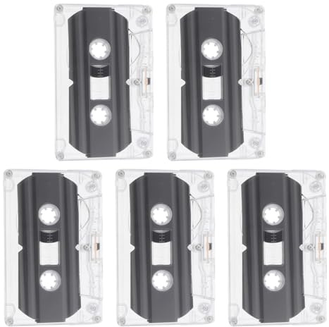 HEALSOPTHY 5 Casetes Vacíos de 30 Minutos para Grabación de Audio, Cinta Casete sin Grabar Estuche Transparente Rígido, Grabadora de Música y Voz Portátil para Uso Escolar y Fiestas