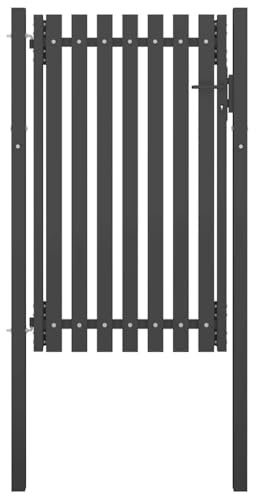 Garden Fence Gate Steel 100x150 cm Anthracite, Powder-Coated Metal Gate with Lock, Flat Tube Frame, Driveway Entryway Security for Garden Privacy