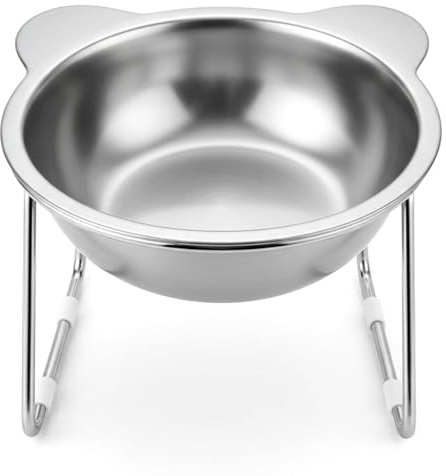 Cuencos elevados Inclinados para Gatos, Cuenco Elevado de Acero Inoxidable para Comida y Agua para Gatos, Soporte Antideslizante, alimentador Elevado para una fácil alimentación y una digestión