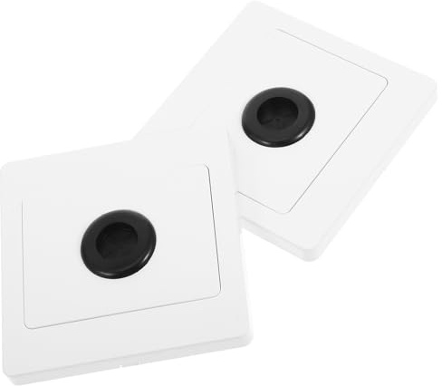 INOOMP Caches de Prises Murales Passe-Câbles et Coussin en Caoutchouc 15 MM, Lot de 2 Plaques Décoratives Blanches 86 MM pour Bureau et Maison