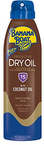 Banana Boat Protective Tanning Dry Oil Clear Spray Sunscreen SPF 15, 6oz, Pack of 3