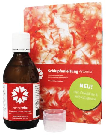 ArtemiaVita 250ml - Artemia Eier entkapselt dekapsuliert - bis 99% Schlupf | Einfach und schalenfrei Salzkrebse züchten - Nur 2,5 ml pro 500 ml Brutansatz - mit Schlupfgarantie