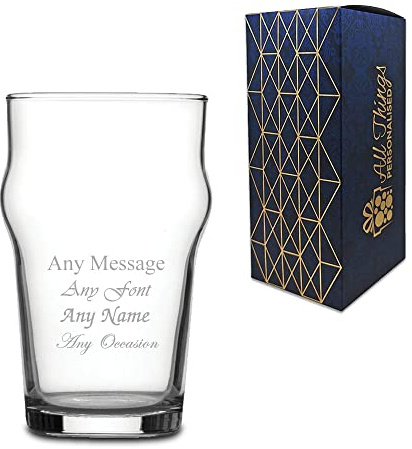 Personalised Engraved 10oz Nonic Glass, Gift Boxed, Personalise with Any Name and Message, Perfect for Beer Lovers, for Any Occasion
