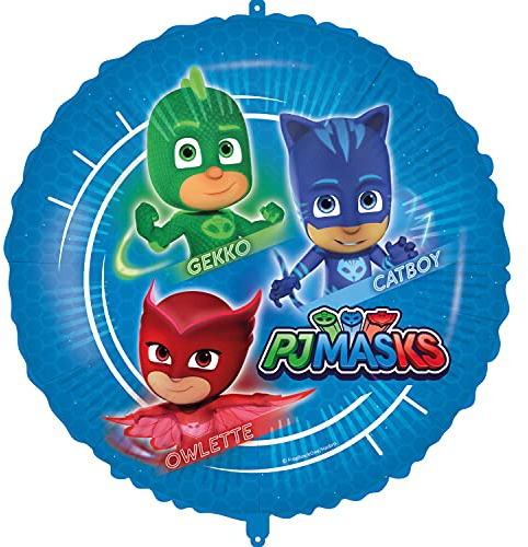 Procos 93037 93037 - Globo de aluminio de PJ Masks (46 cm, helio, aire, decoración de cumpleaños, fiestas, multicolor)