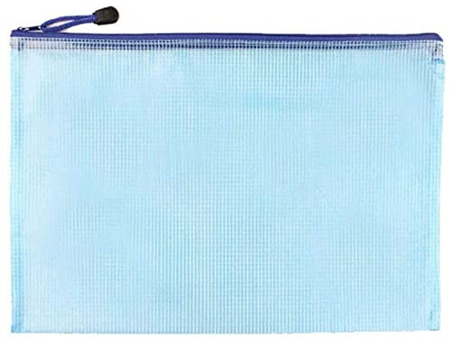Boxonly A5 Kunststoff-Brieftaschen mit Reißverschluss, Mesh-Dokumentenmappe, Dokumentenmappe, Kunststofftaschen, Reißverschluss, Aktenmappe für Schule, Büro, Hausaufgaben, Aufbewahrungstaschen, Blau